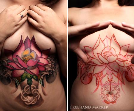 Tattoos - Lotus Reverse Chest Piece - 129735